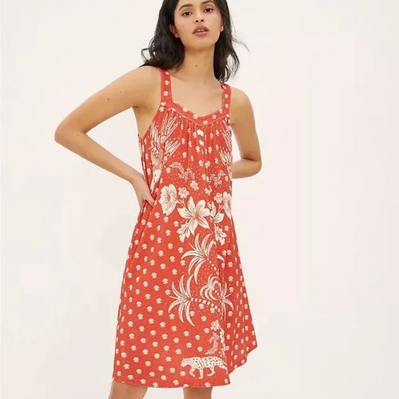 Farm Rio Red and White Print Knit Dress size L - Picture 1 of 10